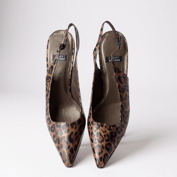Stuart Weitzman Vintage Patent Animal Print Slingback Heels 7.5 AAAA - Picture 1 of 10